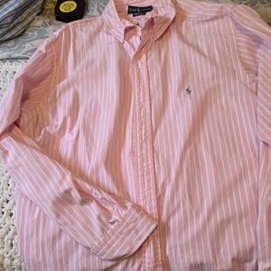 Ralph Lauren Pink Striped Cotton Dress Shirt